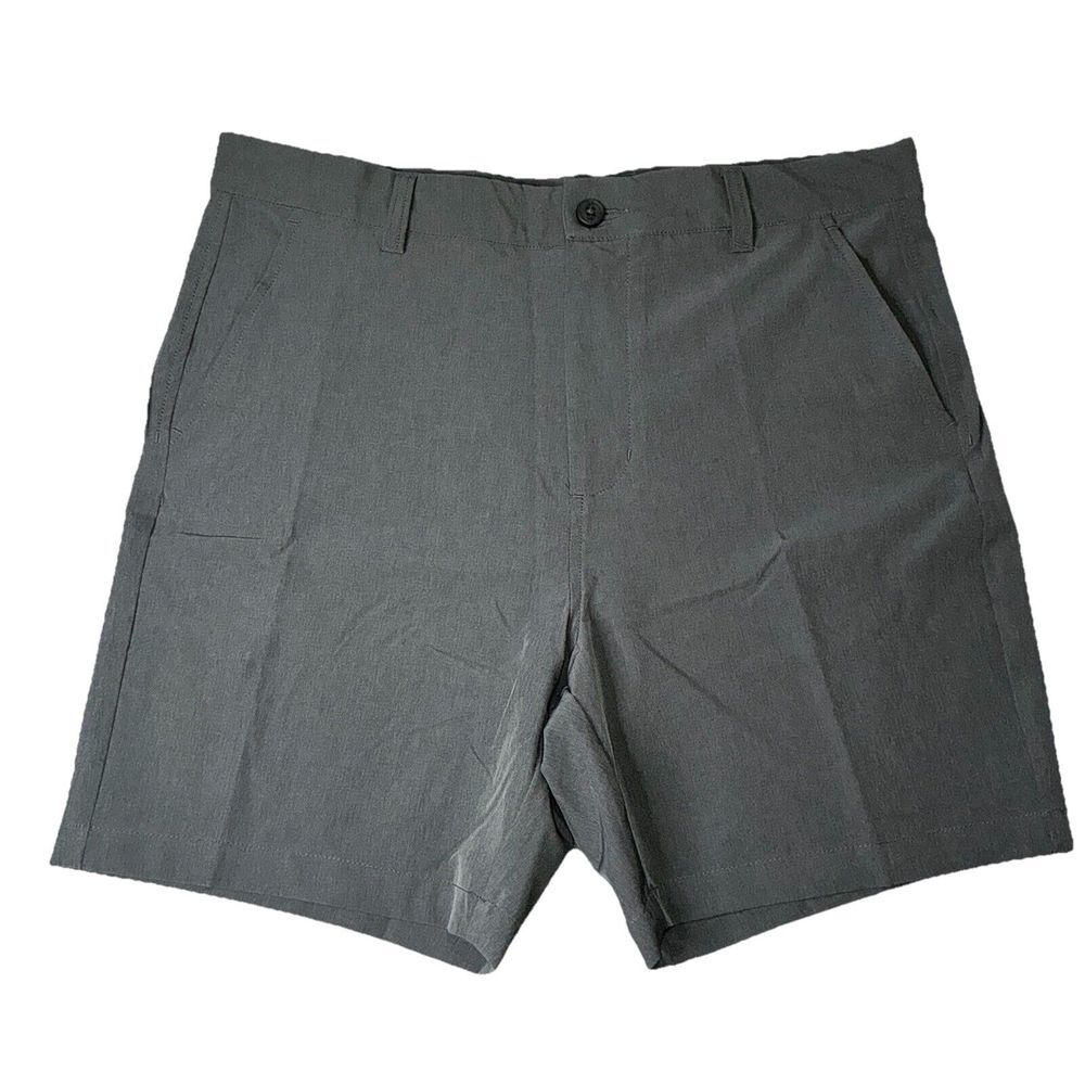 1764 Shorts Mens 34 Gray Flat‎ Front Golf Outdoors Straight Fit Stretch